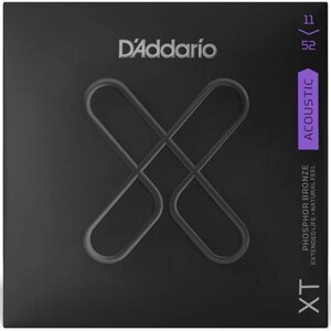 Струны для акустической гитары D'Addario XTAPB1152 XT фосф. бронза, 11-52, с покрытием