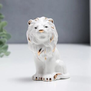 Сувенир керамика "Белый лев" с золотом 10 см