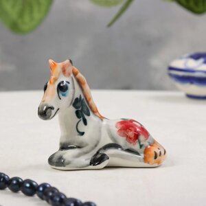 Сувенир «Лошадь», гжель, цвет, 6,5х8,5 см