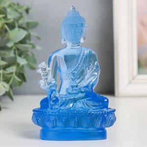 Сувенир полистоун "Будда Варада Мудра - приветствие" синий 13 см