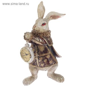 Сувенир полистоун с часами "Белый кролик в камзоле" 25х10х13,5 см