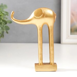 Сувенир полистоун "Золотой слон с длинными ножками" 3х9х12,5 см