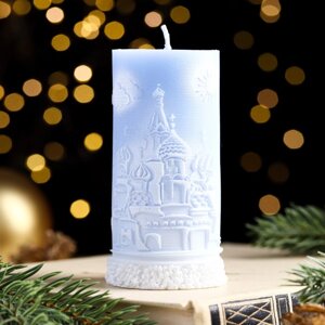 Свеча - цилиндр "С Рождеством!4,710 см, голубая