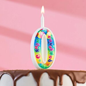 Свеча для торта цифра "День рождения", 10,2 см, цифра 0"