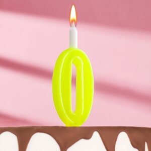 Свеча для торта цифра "Классика", 9,7 см, цифра "0" жёлтая