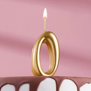Свеча для торта цифра "Золотая", 5,5 см, цифра "0"