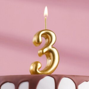 Свеча для торта цифра "Золотая", 5,5 см, цифра "3"