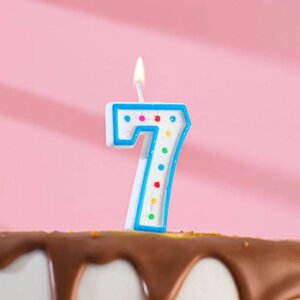 Свеча для торта «Горошек», цифра "7", блестки, 7 см, МИКС