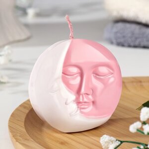 Свеча фигурная "Солнце и луна", 6х2,5 см, бело-розовая