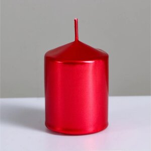 Свеча "Столбик", красный металлик, 5,58см