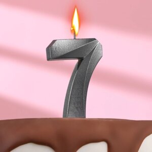 Свеча в торт "Грань" , цифра 7 , графит, 6,5 см