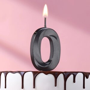 Свеча в торт на шпажке «Грань», цифра "0", черная, 5 см