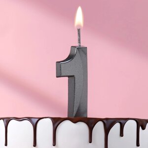 Свеча в торт на шпажке «Грань», цифра "1", черная, 5 см