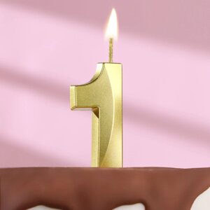 Свеча в торт на шпажке «Грань», цифра "1" , золотая, 5 см