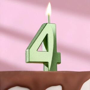 Свеча в торт на шпажке «Грань», цифра "4", изумруд, 5 см