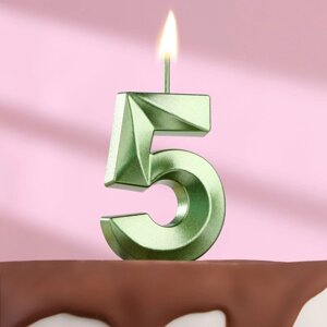 Свеча в торт на шпажке «Грань», цифра "5", изумруд, 5 см