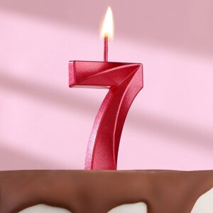 Свеча в торт на шпажке «Грань», цифра "7", 5 см, красная