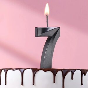 Свеча в торт на шпажке «Грань», цифра "7", черная, 5 см