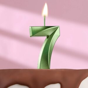 Свеча в торт на шпажке «Грань», цифра "7", изумруд, 5 см