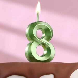 Свеча в торт на шпажке «Грань», цифра "8", изумруд, 5 см