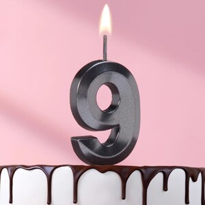 Свеча в торт на шпажке «Грань», цифра "9", черная, 5 см