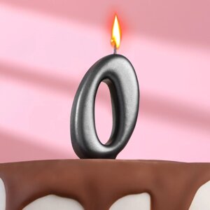 Свеча в торт "Овал" , цифра 0 , графит, 5,5 см