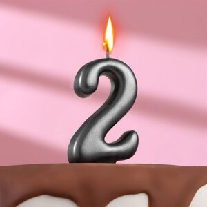 Свеча в торт "Овал" , цифра 2 , графит, 6,3 см
