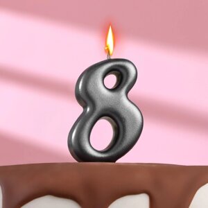 Свеча в торт "Овал" , цифра 8 , графит, 6,3 см