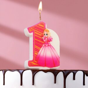 Свеча в торт "Принцесса", цифра 1, 6,5 см