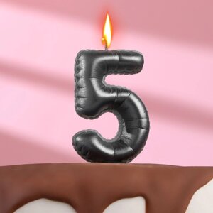 Свеча в торт "Шары" , цифра 5 , графит, 6,3 см