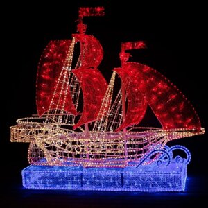 Светодиодная фигура «Корабль с алыми парусами», 120 135 40 см, 100 Вт, 220 В