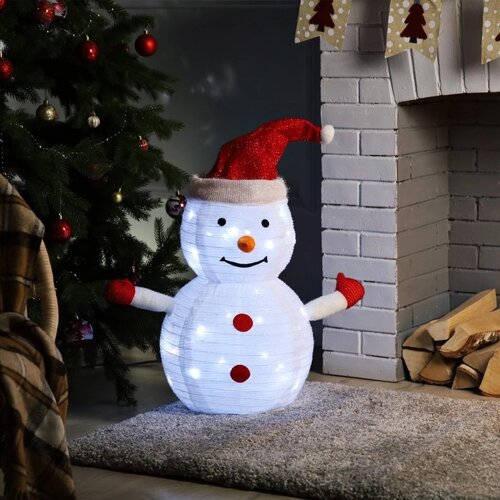 Светодиодная фигура «Снеговик» 35 70 35 см, металл, текстиль, 220 В, свечение белое
