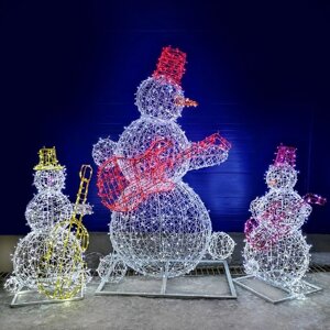 Светодиодная фигура «Снеговик-музыкант», 110 150 80 см, 100 Вт, 220 В