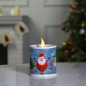 Светодиодная фигура «Свеча с Дедом Морозом» 7.5 10 7.5 см, пластик, батарейки AG13х3, свечение мульти