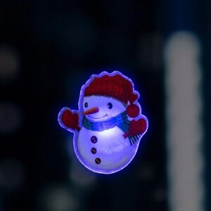 Светодиодная игрушка на липучке «Снеговик» 7.5 8.5 см, батарейки LR44х3, свечение мульти