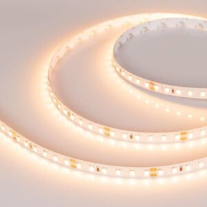 Светодиодная лента Arlight 8х1 мм, 5 м, IP20, 2835, 120 LED/м, 9 Вт/м, 24 В, 2700К, свечение тёплое белое