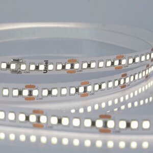 Светодиодная лента на самоклеящейся основе Uniel, IP20, 5 м, 180 LED/м, 17 Вт/м, 24 В, 4000К, свечение белое