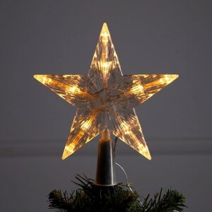 Светодиодная верхушка на ёлку «Звезда белая» 16 см, 10 LED, батарейки ААх2 (не в комплекте), свечение тёплое белое