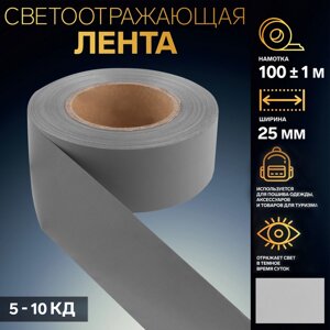Светоотражающая лента, 50 мм, 100 1 м, цвет серый