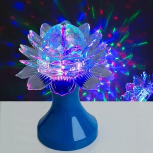 Световой прибор «Цветок» 12.5 см, свечение RGB, 220 В, синий