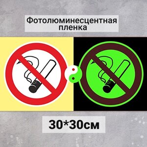 Табличка Запрещается курить «Фотолюминесцентная основа» 300300