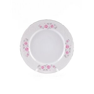 Тарелка десертная Cmielow Rococo «Бледные розы, отводка платина», d=21 см