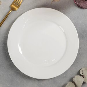 Тарелка фарфоровая обеденная с утолщённым краем Доляна White Label, 300 мл, d=22,9 см, цвет белый