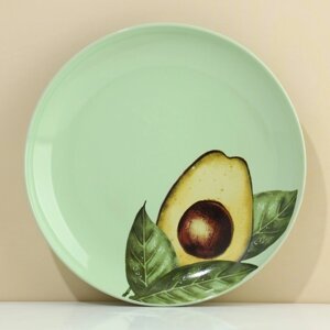 Тарелка керамическая «Авокадо», 22.5 см, цвет зелёный