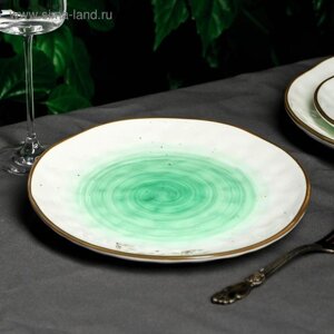 Тарелка керамическая «Ласточки»21.8 см, цвет зелёный