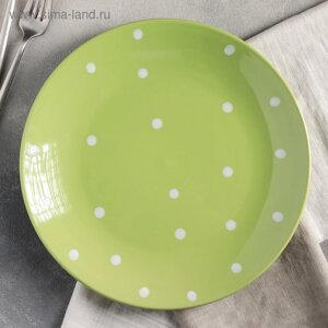 Тарелка керамическая обеденная Доляна «Зелёный горох», d=27 см, цвет зелёный