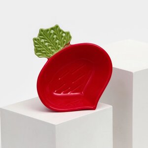 Тарелка керамическая "Редис", глубокая, красная, 16 см, 1 сорт, Иран