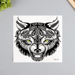 Татуировка на тело черная "Волк" 38х24 см