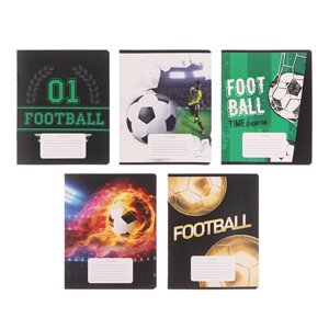 Тетрадь 12 листов в клетку Calligrata "Футбол", обложка мелованный картон, ВД-лак, блок офсет, белизна 95%МИКС