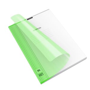 Тетрадь 96 листов в клетку А4, ErichKrause "Классика CoverPrо Neon", пластиковая обложка, блок офсет, белизна 100%зелёная